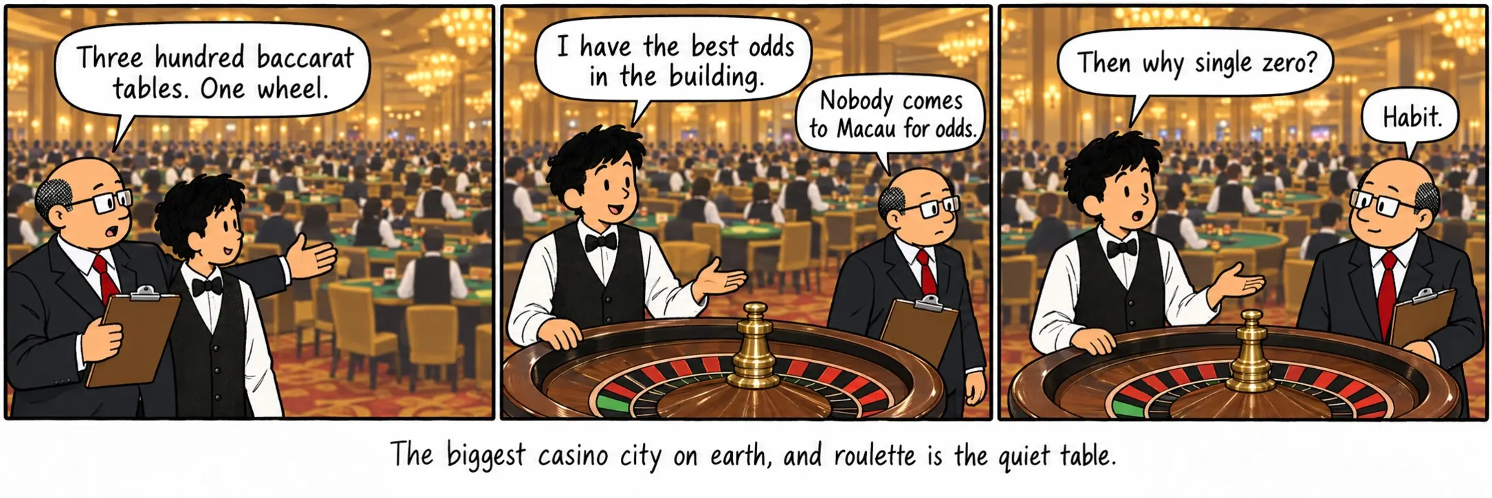 La ciutat de casinos més gran de la Terra, i la ruleta n’és la taula tranquil·la.