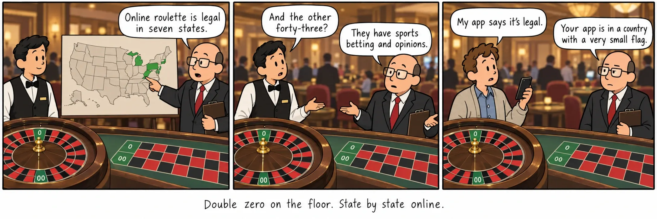 Doble zero a la sala. En línia, estat per estat.